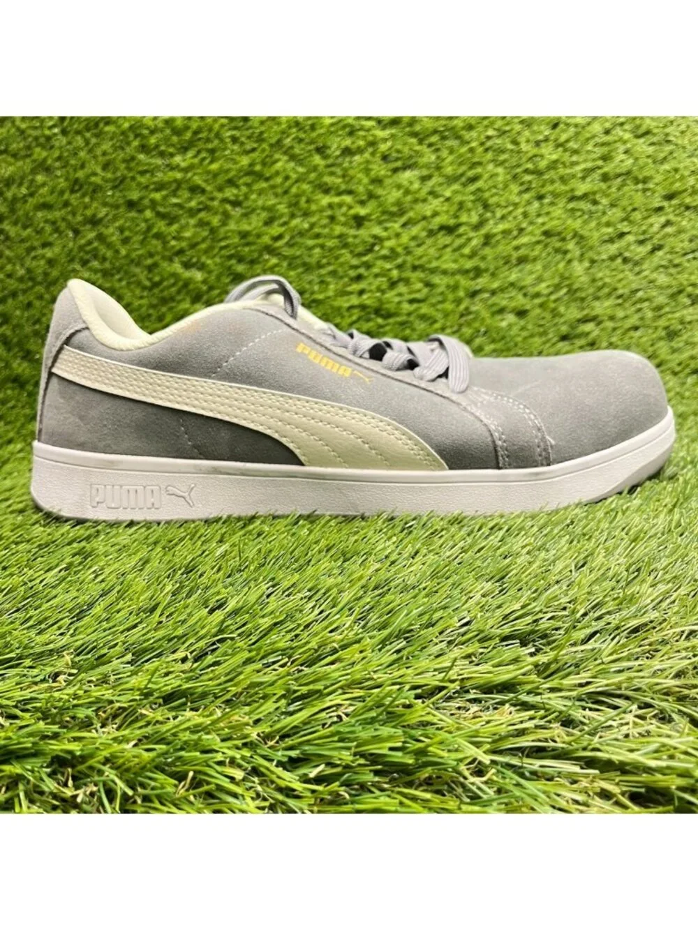 Puma Iconic Suede Mens Size 10.5 Gray White Composite Toe Safety Working Shoes